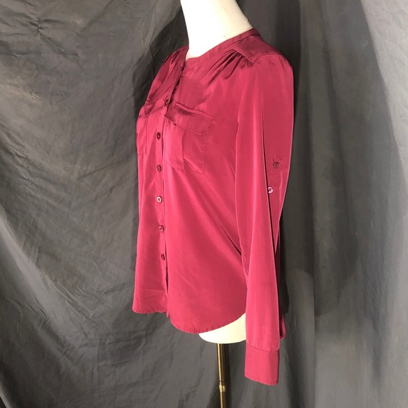 Women's Dark Hot Pink Button-Up Blouse - Picture 5 of 16
